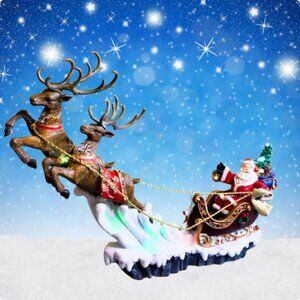 2024 Holiday Time Santa with Reindeer LED Light-Up Decoration RARE (HTF) NWT